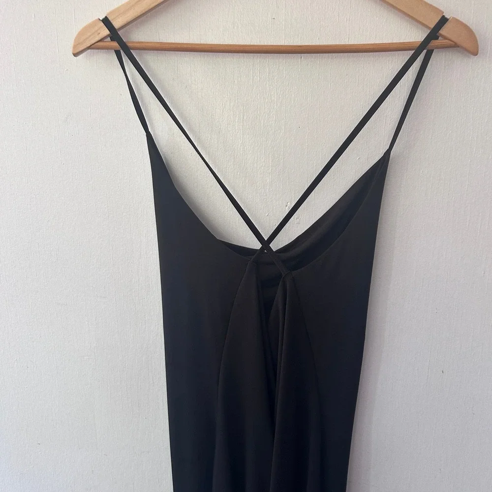 Abercrombie & Fitch Cowl Neck Maxi Dress Women S Black Slinky LBD Staple Sexy